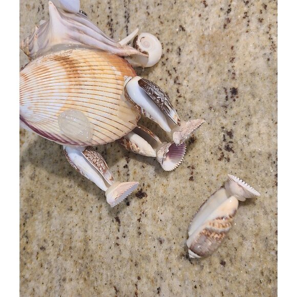 Sea Shell Elephant Sculpture Figurine Beach Home Decor Handmade 6.5” *repair* - Picture 8 of 13